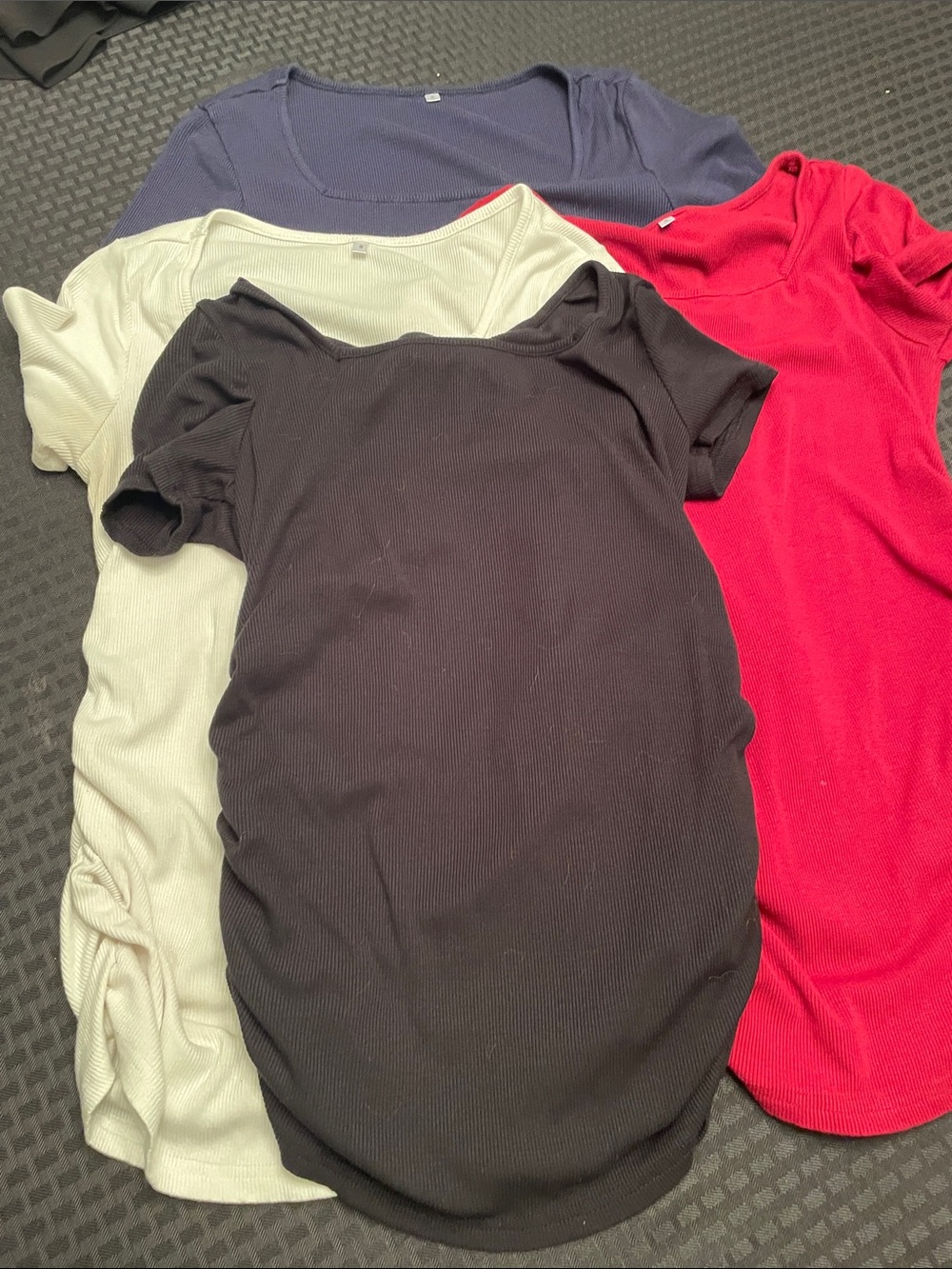 Maternity Ts…Soft Ribbed Scoop Neck Women’s Tops- Black, Red, Cream, Navy